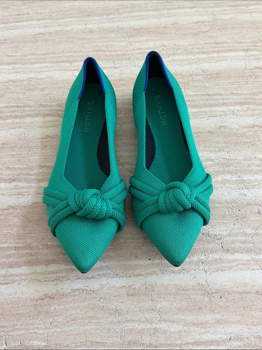 Rothy's Emerald Green Knotted Pointed-Toe Flats